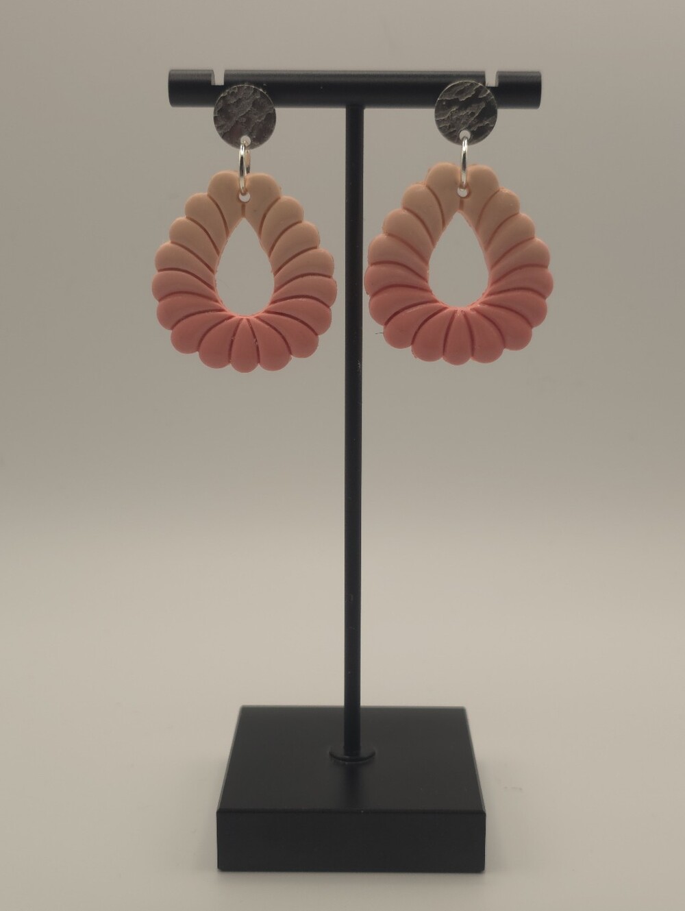 Hand Crafted Peach Gradient Polyer Clay Teardrop Earrings